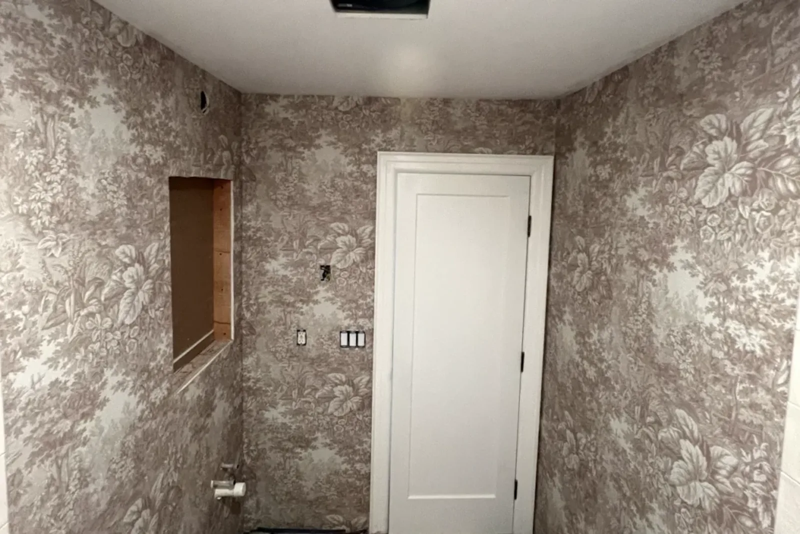 Images Of After Of A Bathroom Transformation With Wallpaper Installation Highlighting The Dramatic Change