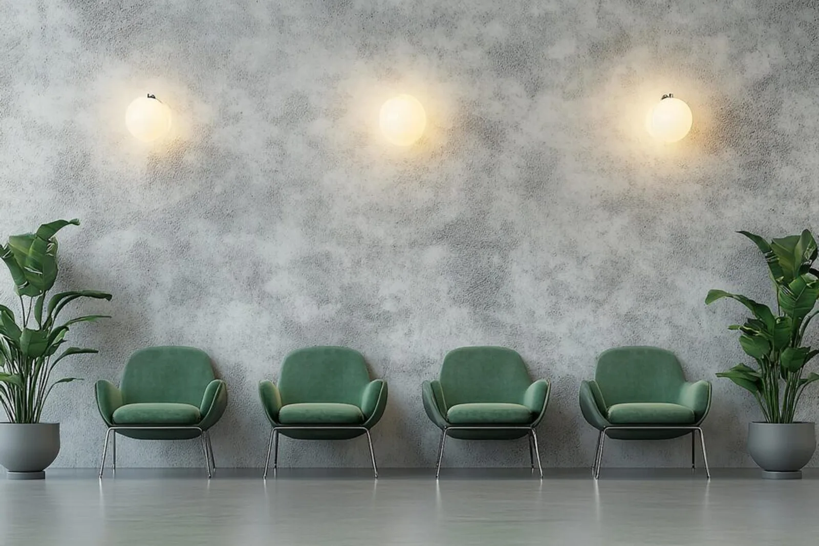 Photo Modern Waiting Room With Green Chairs Indoor Plants 763111 320293