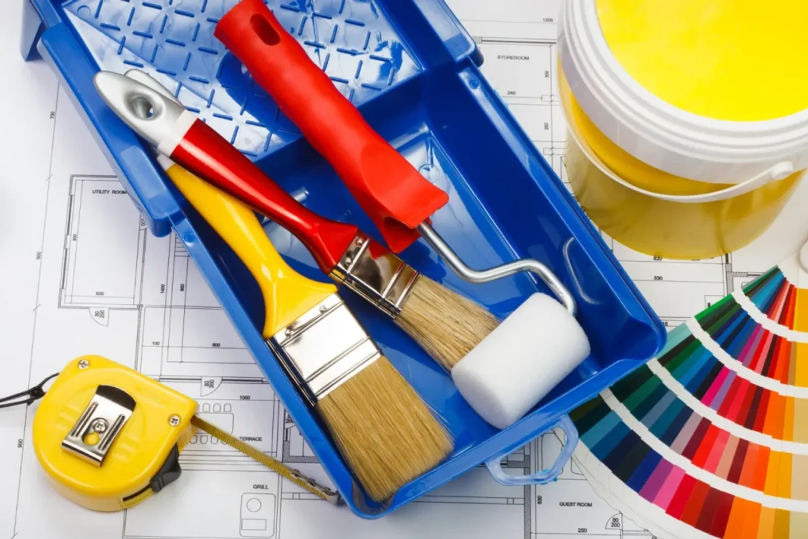 Set Of Tools And Materials For Painting Walls