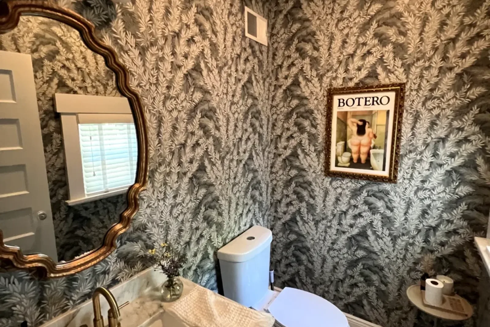 Wallpaper Installed Powder Room In Ny