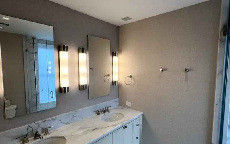 Bathroom wallpaper installation by RCP Wallpaper