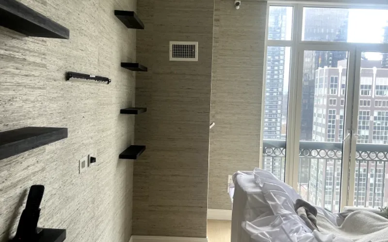 Living room wallpaper installation by RCP Wallpaper