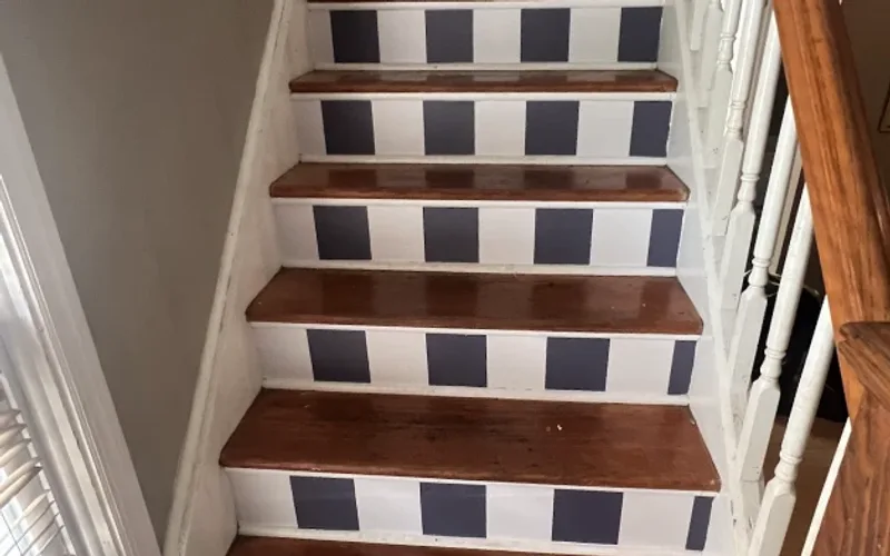 Stair steps wallpaper installation by RCP Wallpaper