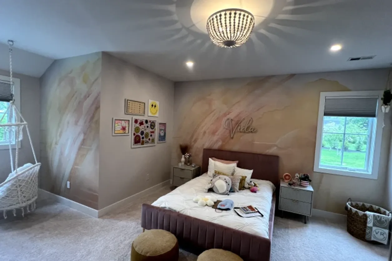 Custom bedroom accent wall wallpaper installation by RCP Wallpaper