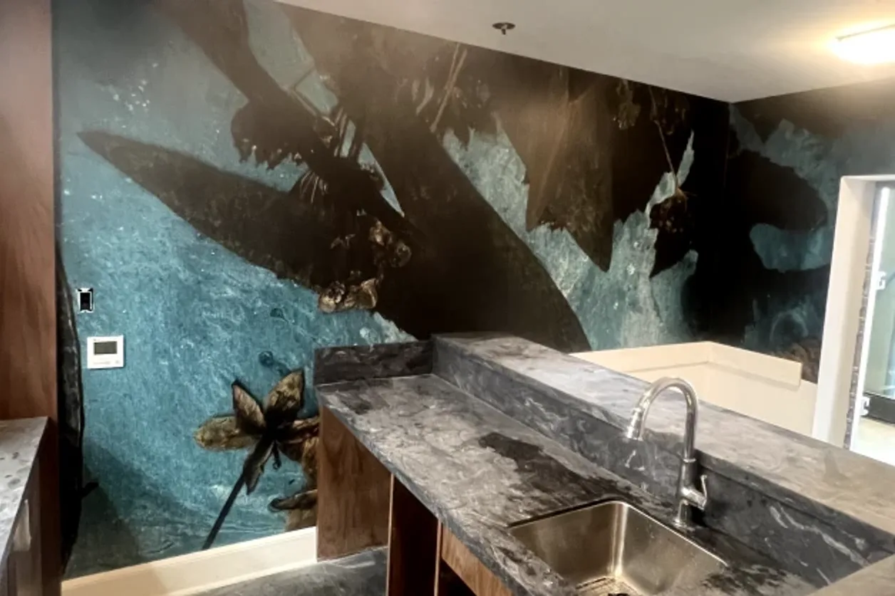 Durable wipeable kitchen wallpaper installation by RCP Wallpaper