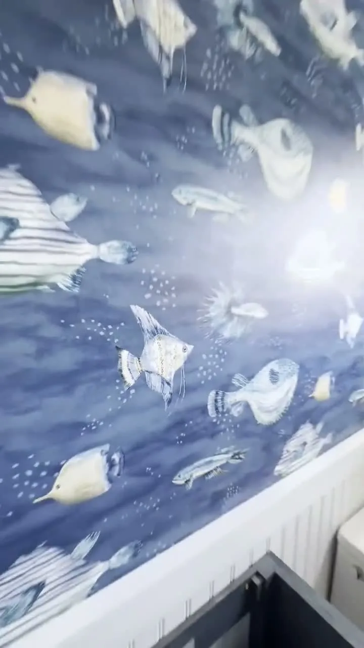 Wall mural installation in a New Jersey home