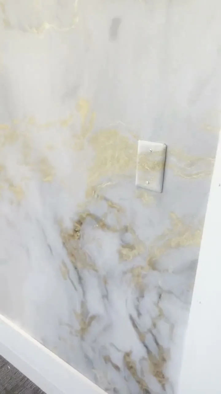 Marble-pattern wallpaper installation in New Jersey